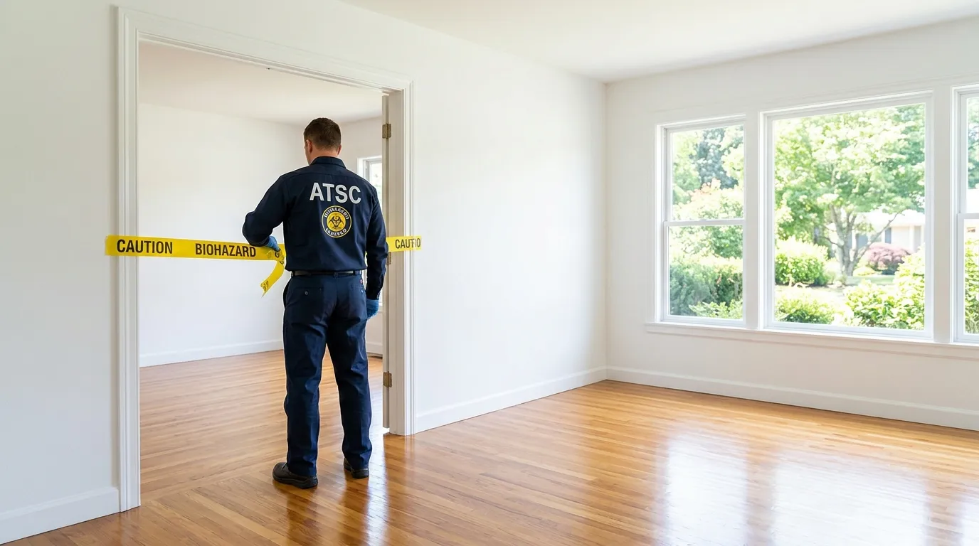 Certified biohazard cleanup crew performing Trauma Scene Cleanup in Pryor